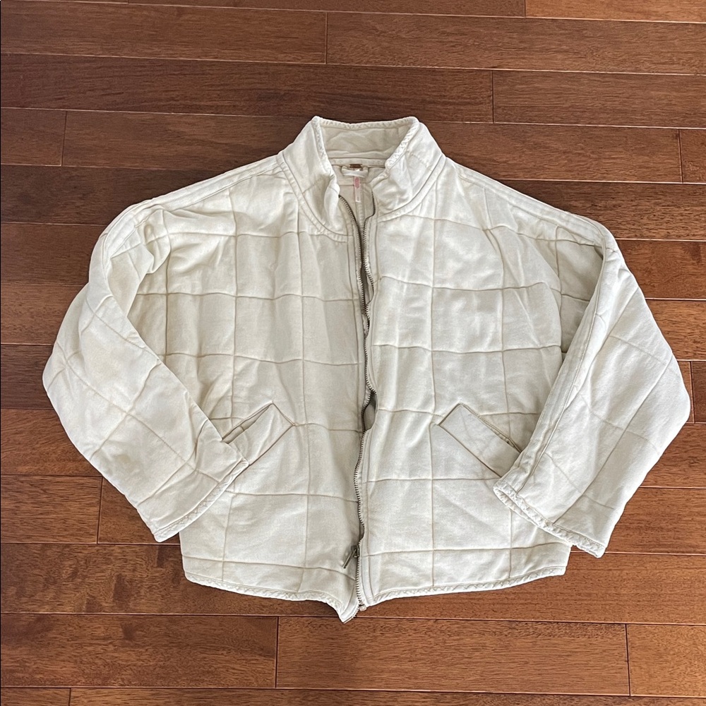 Free People Cream Quilted Jacket